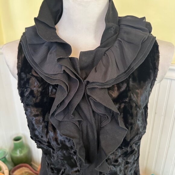 Alfani Petite Black Ruffled Faux Fur Front Vest Petite Holiday Shine Elevated S - Picture 6 of 8